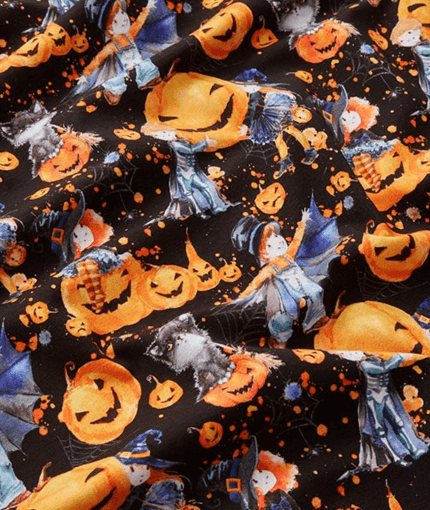 jersey coton halloween impression numérique – noir